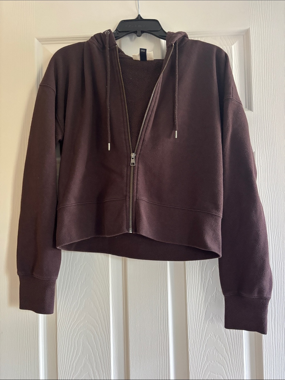 Women's Brown Cropped Zip Hoodie